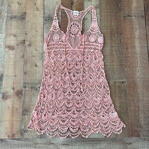 b-Sharp pink lace racer back tank top women's medium